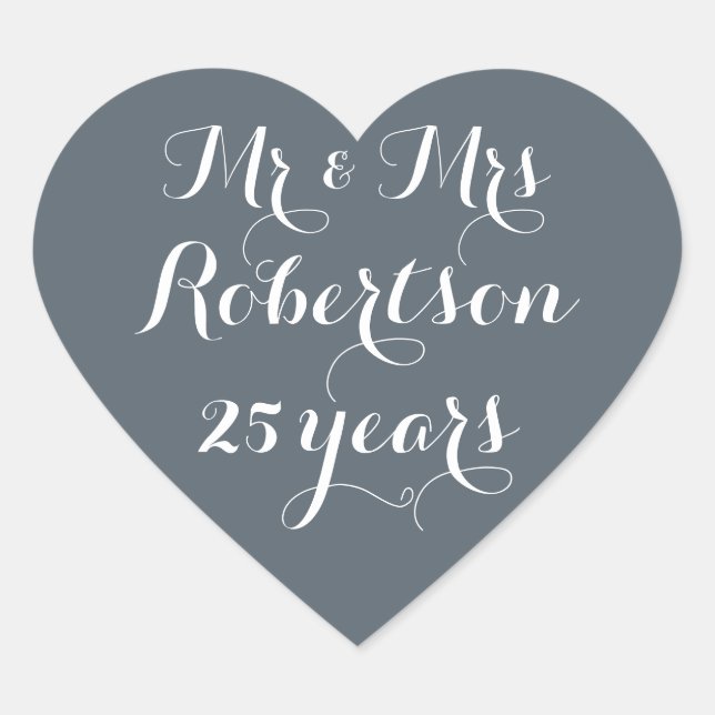 Sticker Cœur M. et Mme 25e anniversaire du mariage petite coutu (Devant)