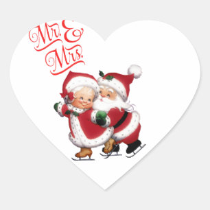 Sticker Cœur M. et Mme le Père Noël