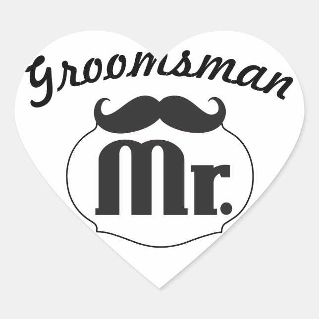 Sticker Cœur M. Hipster Funny Mustache Groomsman (Devant)
