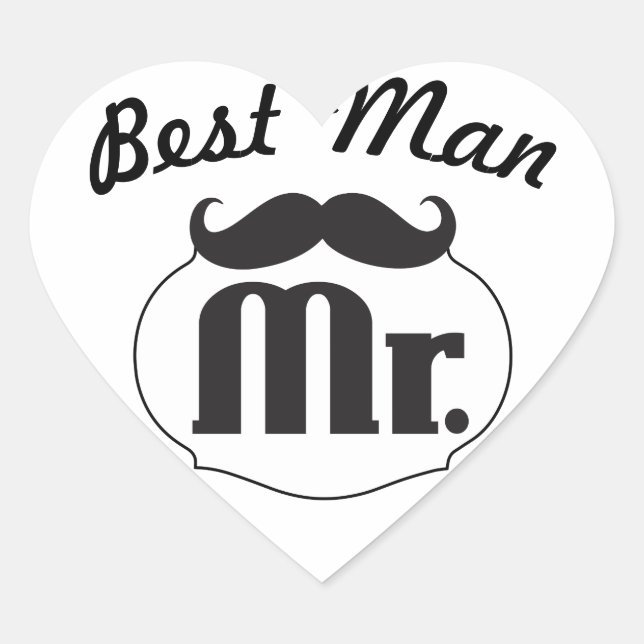 Sticker Cœur M. Hipster Funny Mustache Meilleur Homme (Devant)