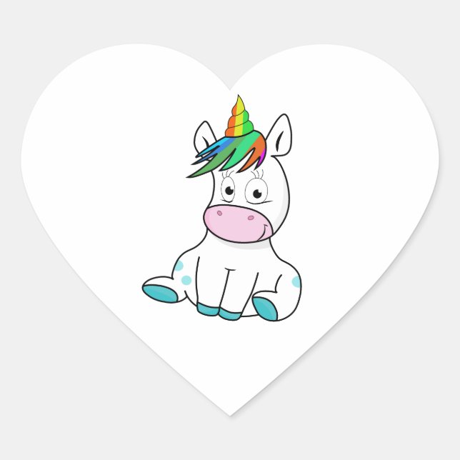 Sticker Cœur Ma petite licorne mignonne (Devant)
