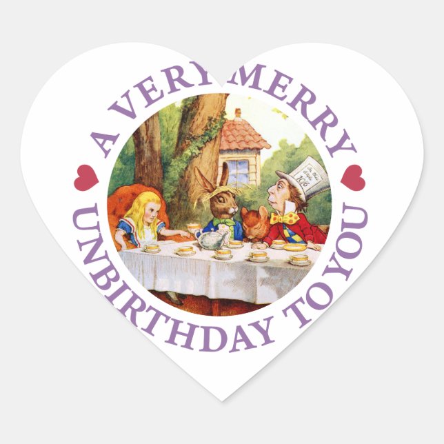 Sticker Cœur Mad Hatter vous dit un très joyeux anniversaire! (Devant)