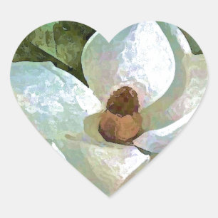 Sticker Cœur Magnolia en fleurs blanches