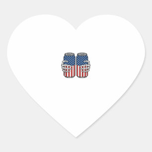 Sticker Cœur Mains de squelette patriotiques vintage tenant des