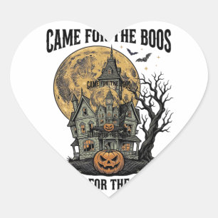 Sticker Cœur Maison Hantée Halloween Gravure Vintage T Spooky