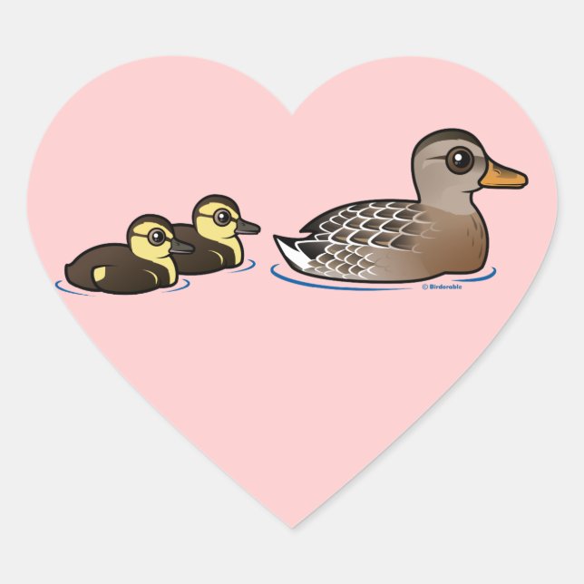 Sticker Cœur Mallard et deux canards (Devant)
