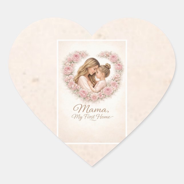 Sticker Cœur Mama — Mon Premier Chez Moi | Fleurs de Mère et Fi (Devant)
