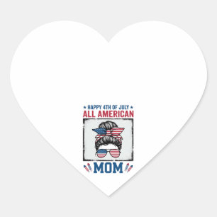 Sticker Cœur Maman tout à fait américaine 4 juillet vintage con