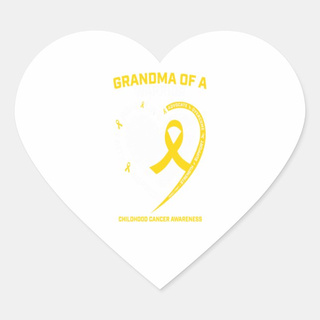 Sticker Cœur Mamie Grandson Petite-fille Cancer de l'enfance Aw (Devant)