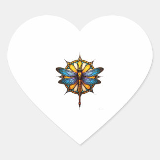 Sticker Cœur Mandala Dragonfly Luminous Sacred Geometry Spiritu