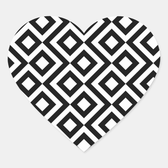 Sticker Cœur Mander noir et blanc (Devant)