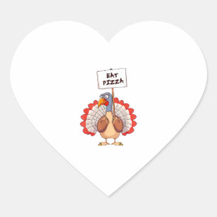 Sticker Cœur Mangez Pizza Turquie Thanksgiving Adulte Vegan Amu