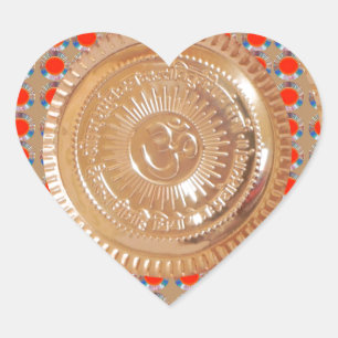 Sticker Cœur Mantra de GAYATRI n OmMantra Symbole OR boisé