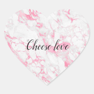 Sticker Cœur Marbre blanc rose