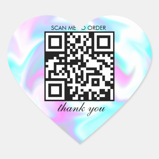 Sticker Cœur Marbre d'eau Merci QR Code Boutique (Devant)