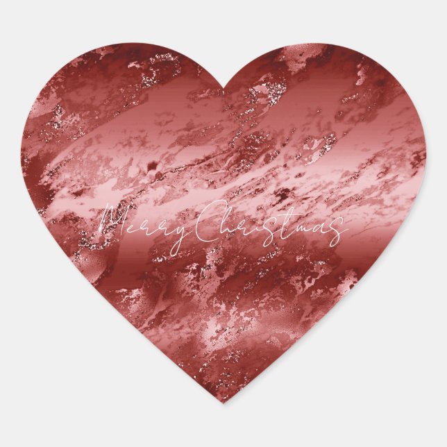 Sticker Cœur Marbre rouge brillant (Devant)