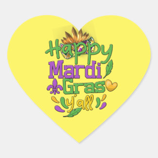 Sticker Cœur Mardi Gras - Joyeux Mardi Gras Y'all Throw