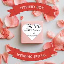 Sticker Cœur Mariage Arrière - plan noir Feuille blanc Thankyou