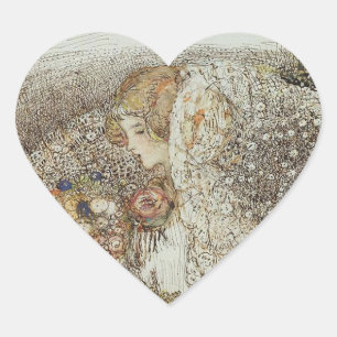 Sticker Cœur Mariage Art Nouveau Vintage 