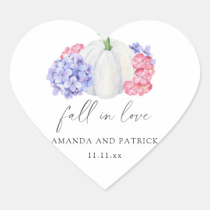Sticker Cœur Mariage aux fleurs de citrouille blanche et d'hort