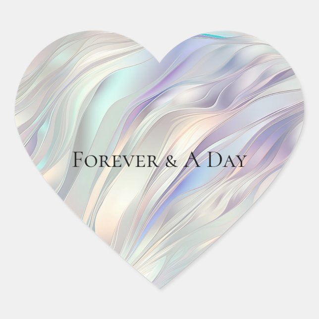 Sticker Cœur Mariage blanc Aqua Blue Purple Pearl (Devant)