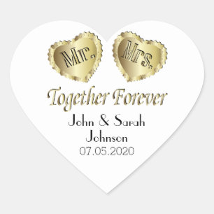 Sticker Cœur Mariage blanc pour la mariée et la mariée