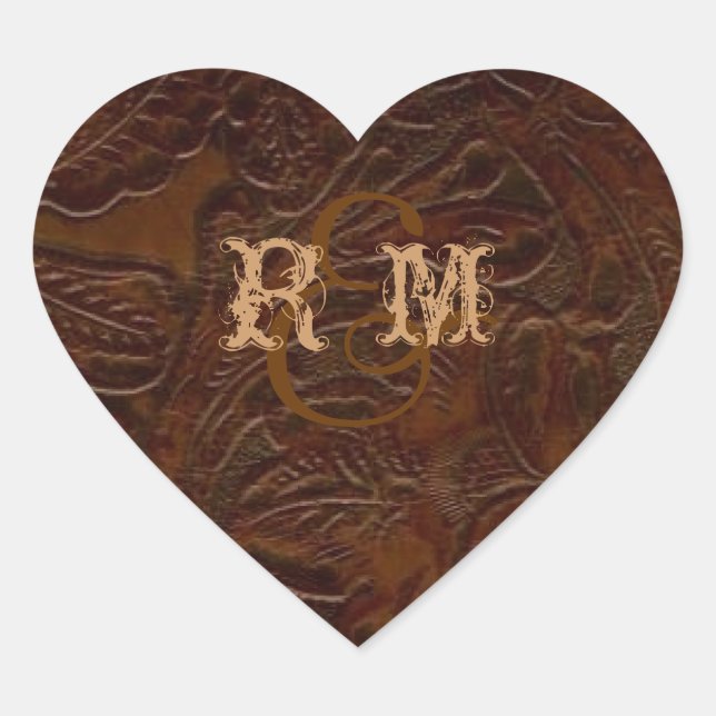 Sticker Cœur mariage campagnard de bottes de cowboy en cuir mar (Devant)