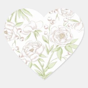 Sticker Cœur Mariage Classique Rose Blanche