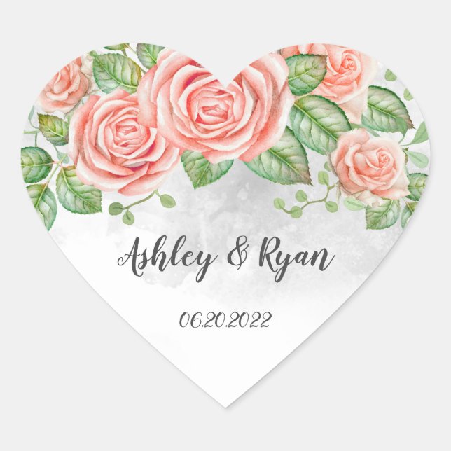 Sticker Cœur Mariage classique rose pâle (Devant)