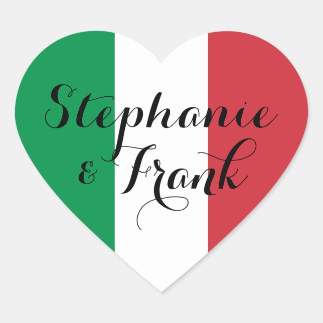 Sticker Cœur Mariage couleur drapeau italien (Devant)