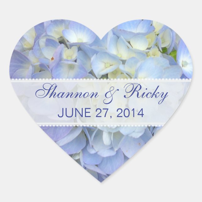 Sticker Coeur mariage dans les Hydrangeas Bleues L (Devant)