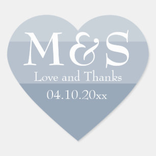 Sticker Cœur Mariage de coeur Dusty Blue Modern Script