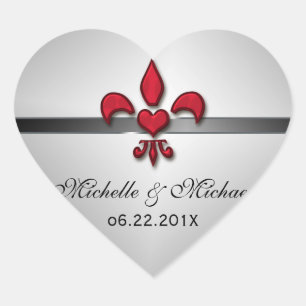 Sticker Cœur Mariage de coeur Fleur de Lis