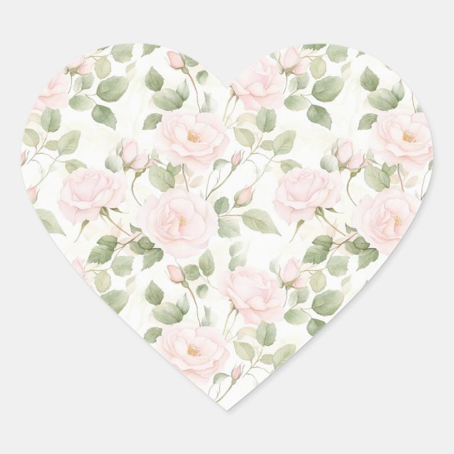 Sticker Cœur Mariage de fleurs blanches rose (Devant)