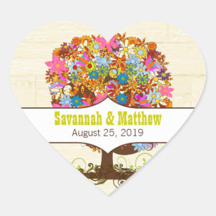 Sticker Cœur Mariage de la branche côté forêt enchantée