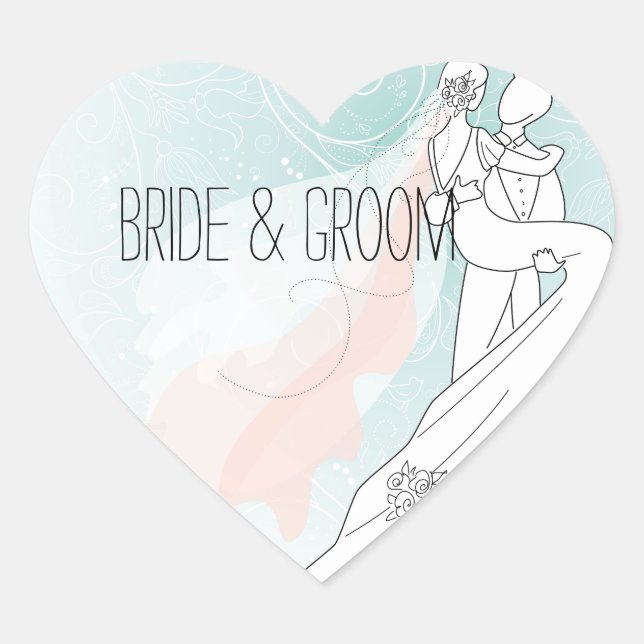 Sticker Cœur Mariage de mariée et de chambre (Devant)