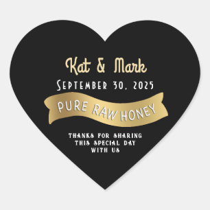 Sticker Cœur Mariage de mariée et de chambre Date Bannière or C