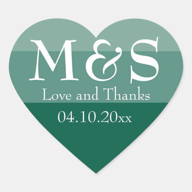 Sticker Cœur Mariage de script moderne Emerald Green (Devant)