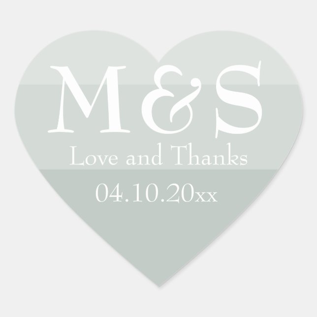 Sticker Cœur Mariage de script moderne Sage Green (Devant)