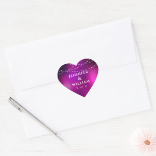 Sticker Cœur Mariage de voyants à chaîne argentée pourpre