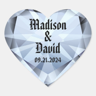 Sticker Cœur Mariage diamant blanc éclatant