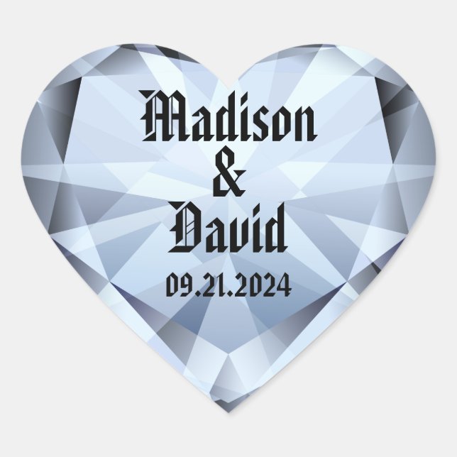Sticker Cœur Mariage diamant blanc éclatant (Devant)