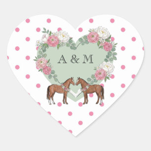 Sticker Cœur Mariage Équestre Cheval