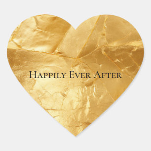 Sticker Cœur Mariage glam or jaune chic