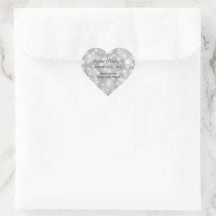 Sticker Cœur Mariage gris blanc argenté personnalisé