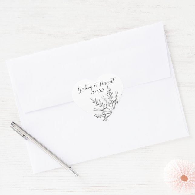 Sticker Cœur Mariage hivernal de flocon de neige (Enveloppe)