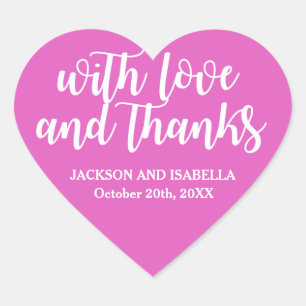 Sticker Cœur Mariage Hot Neon Pink Love & Thanks