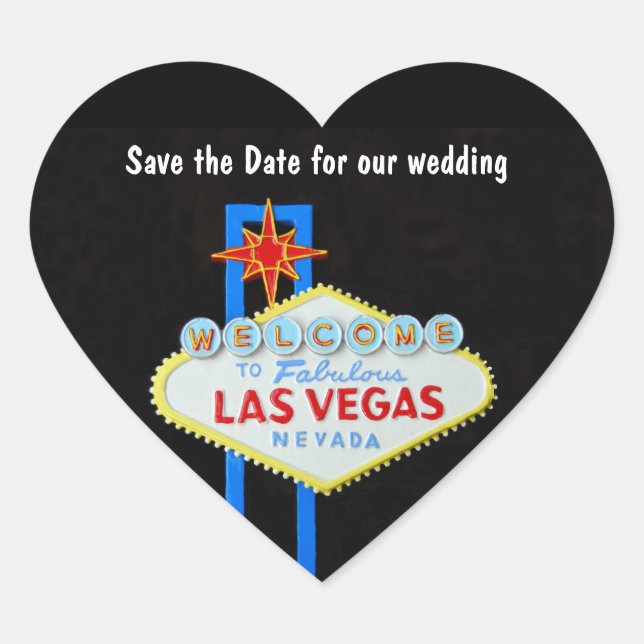 Sticker Cœur Mariage Las Vegas en forme de coeur (Devant)