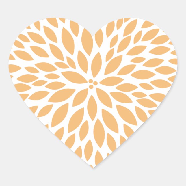 Sticker Cœur Mariage Peach Fleur Jaune Shower (Devant)