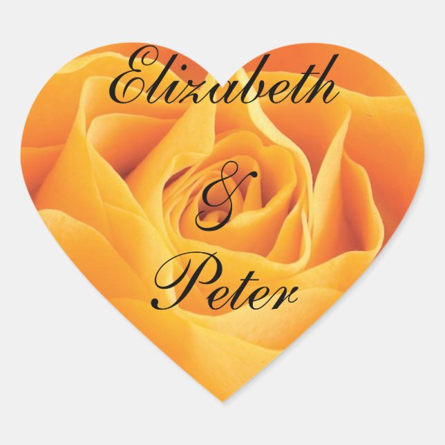 Sticker Cœur Mariage personnalisé de rose jaune du Texas (Devant)